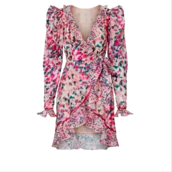 Rococo Sand Mimi pink floral wrap dress small - Picture 4 of 8